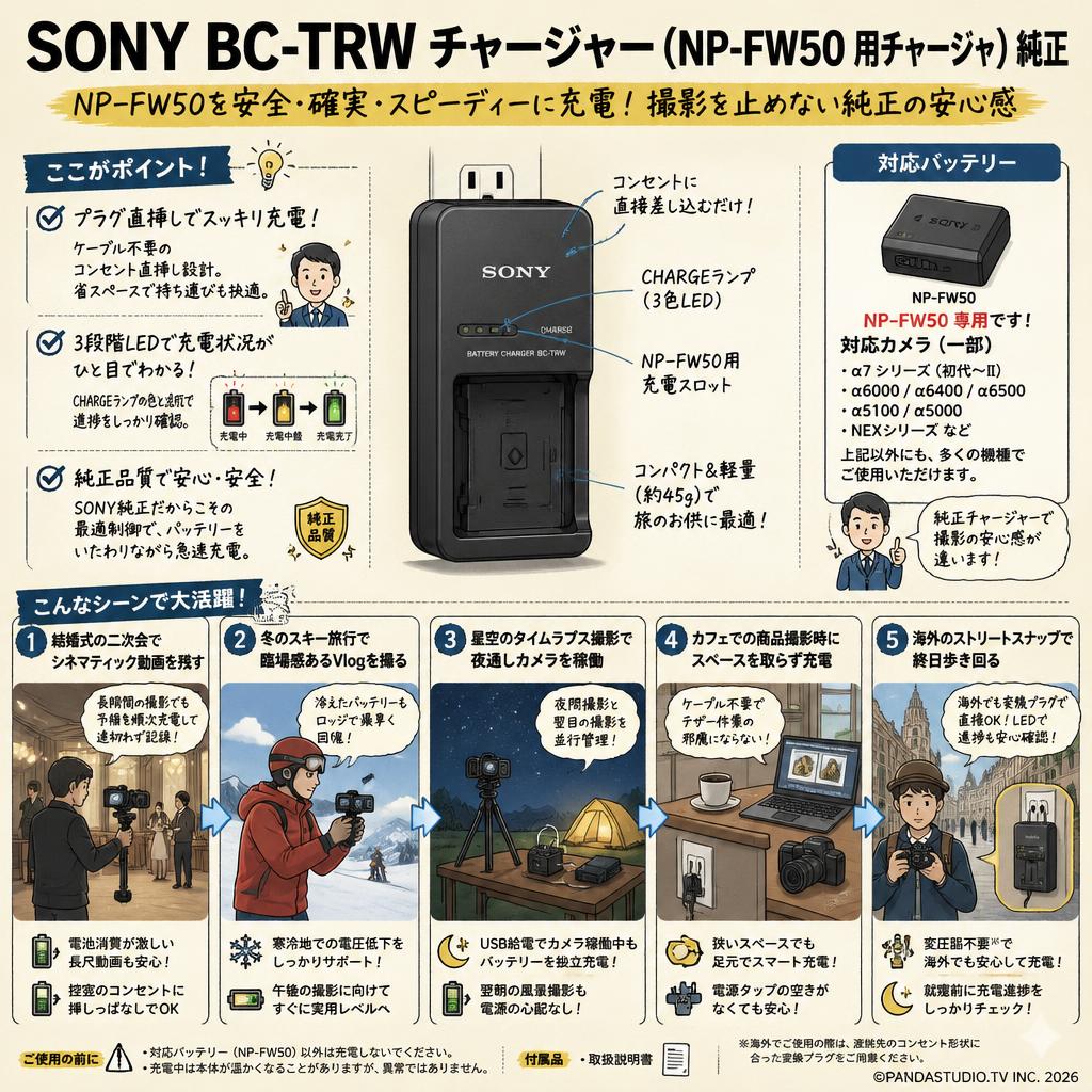 SONY BC-TRW チャージャー(NP-FW50 用チャージャ）純正 用途