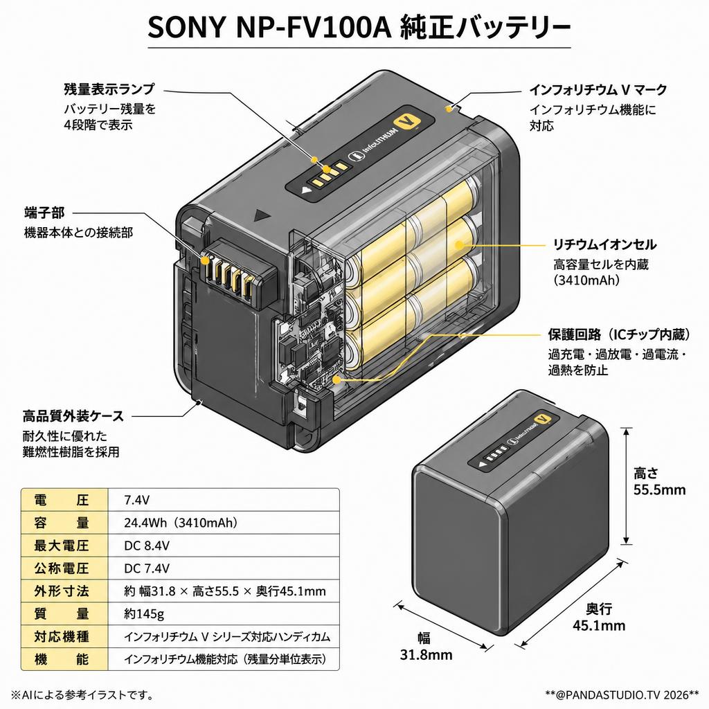 SONY NP-FV100A 純正バッテリー スペック