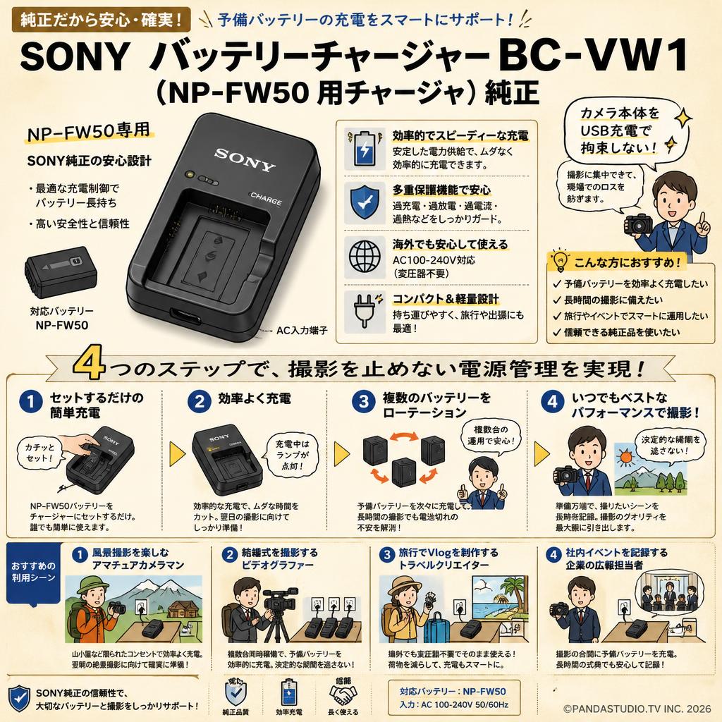 SONY  バッテリーチャージャー BC-VW1(NP-FW50 用チャージャ）純正 おもな対象のお客様