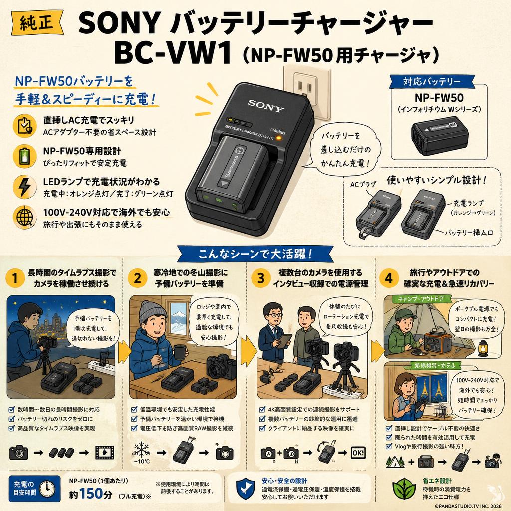SONY  バッテリーチャージャー BC-VW1(NP-FW50 用チャージャ）純正 用途