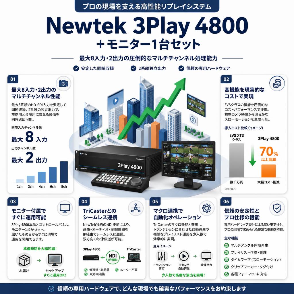 Newtek 3Play 4800 ＋ モニター1台セット セールスポイント