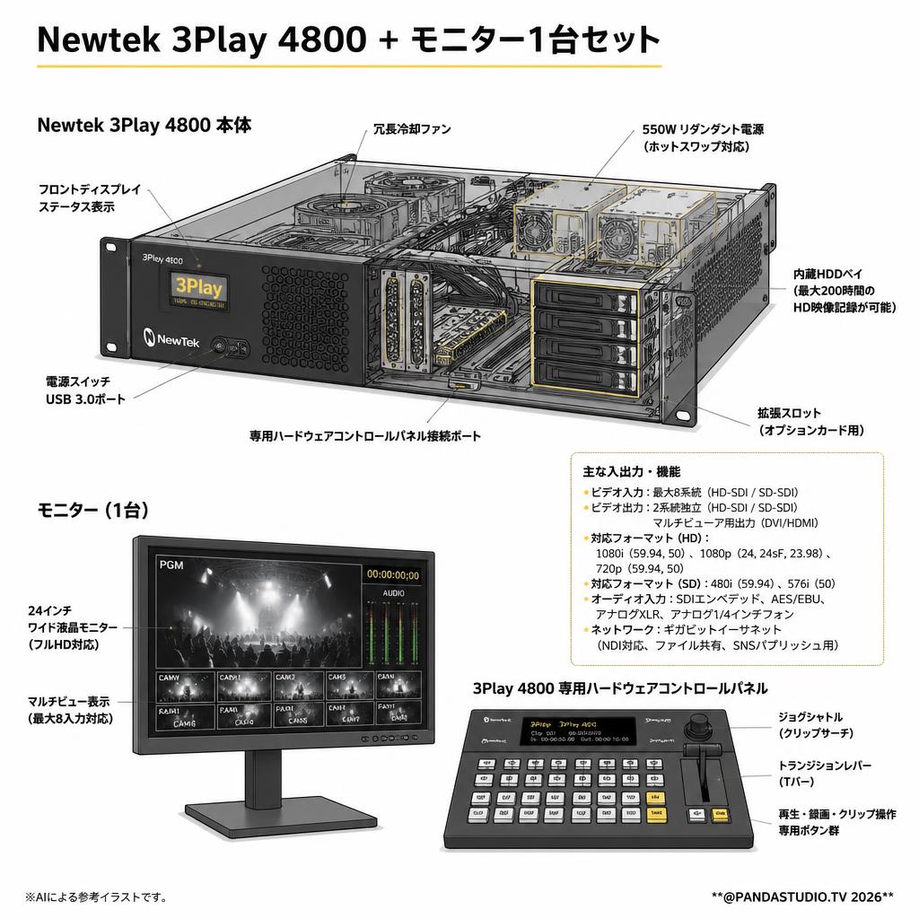 Newtek 3Play 4800 ＋ モニター1台セット スペック