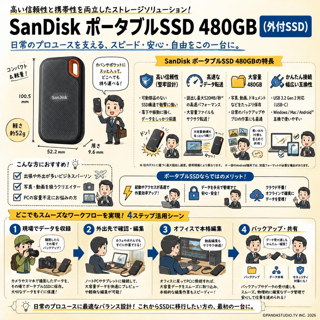 SanDisk ポータブルSSD 480GB (外付SSD) 概要