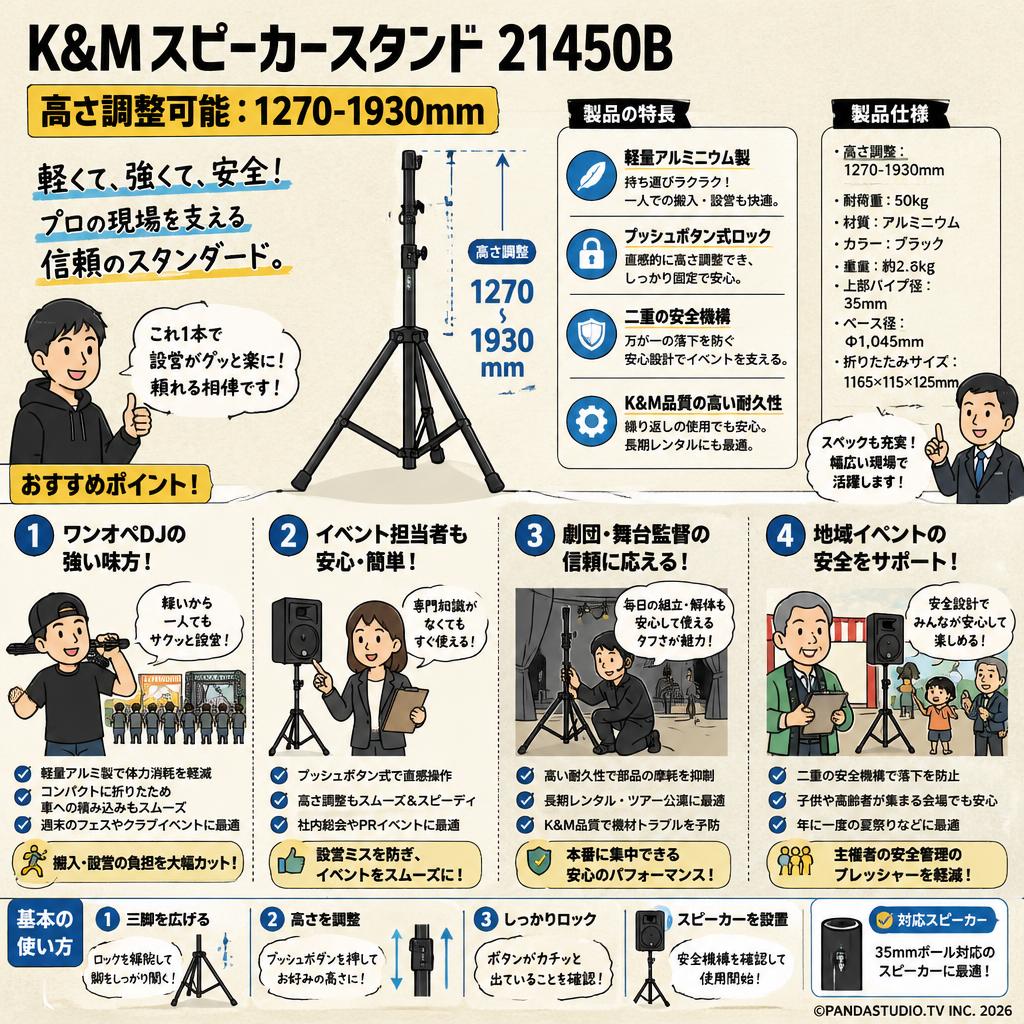 K&Mスピーカースタンド 21450B【高さ調整可能：1270-1930mm】 おもな対象のお客様