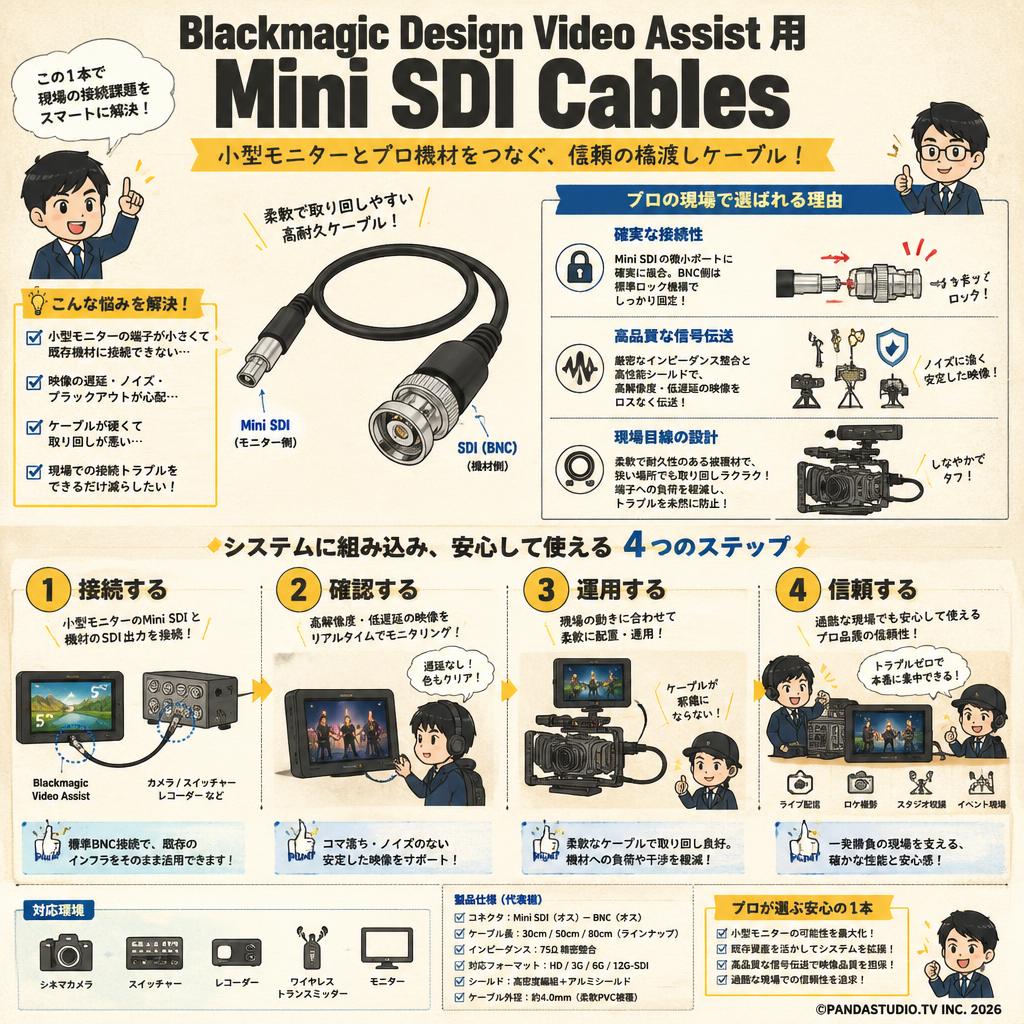 Blackmagic Design Video Assist 用 Mini SDI Cables 概要