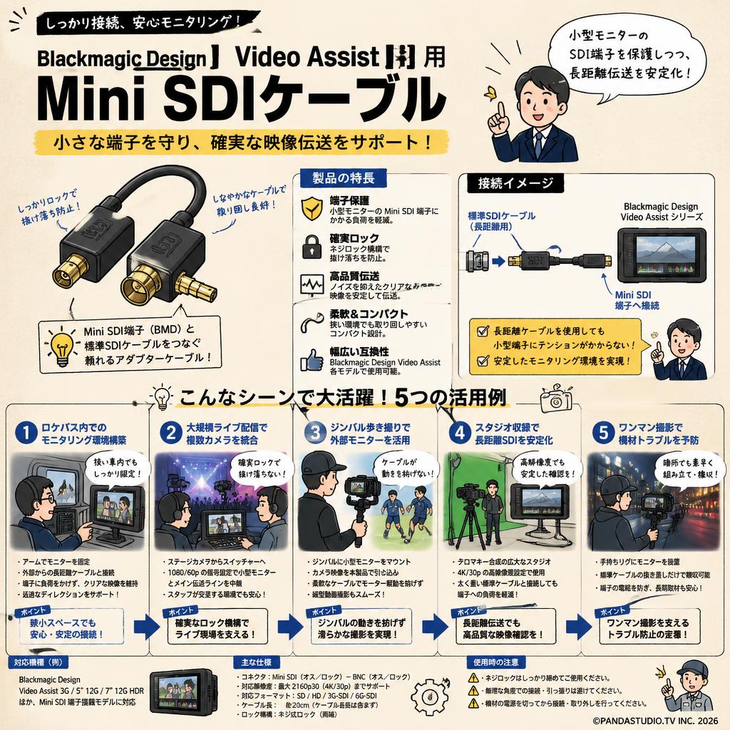 Blackmagic Design Video Assist 用 Mini SDI Cables 用途