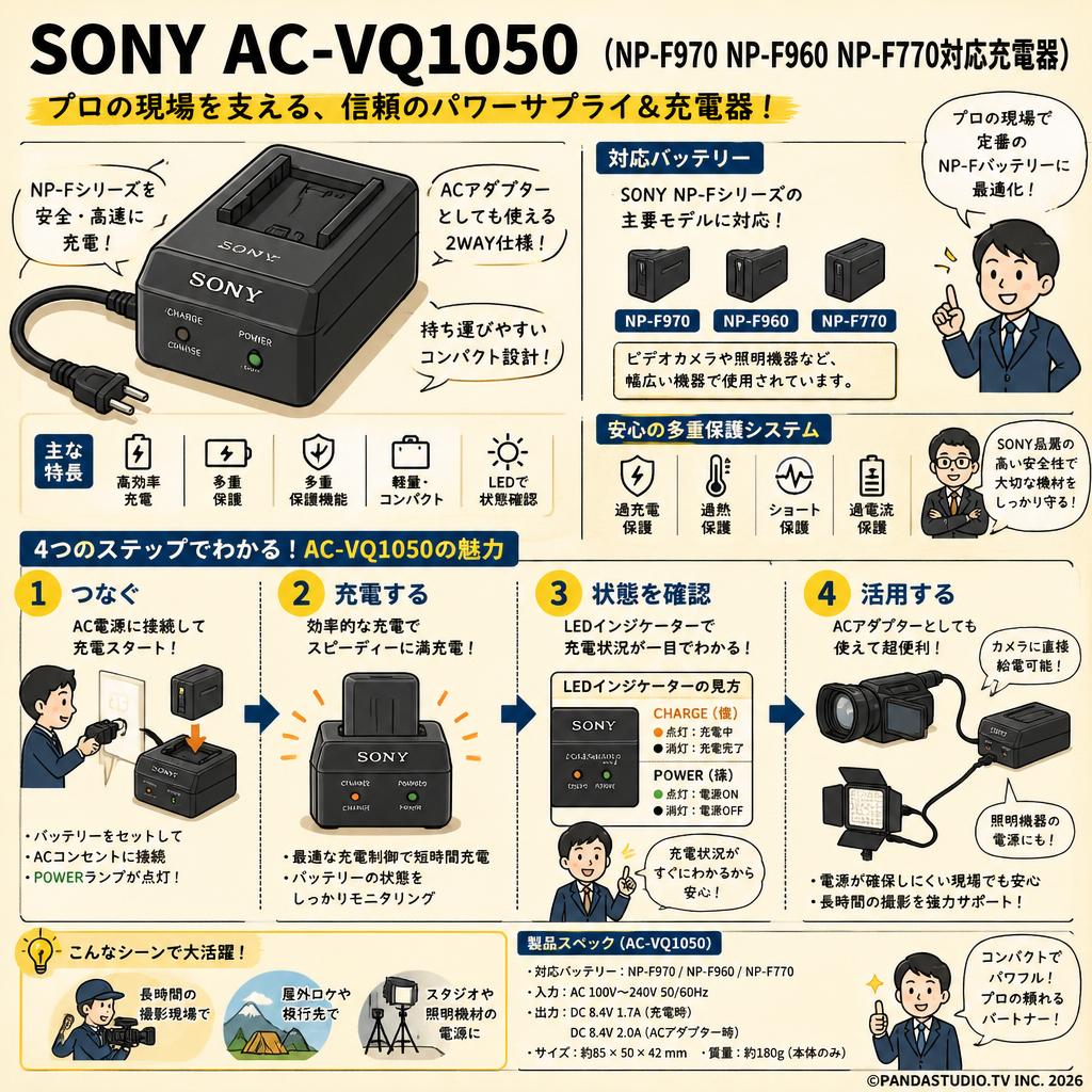 SONY AC-VQ1050 （NP-F970 NP-F960 NP-F770対応充電器 ） 概要