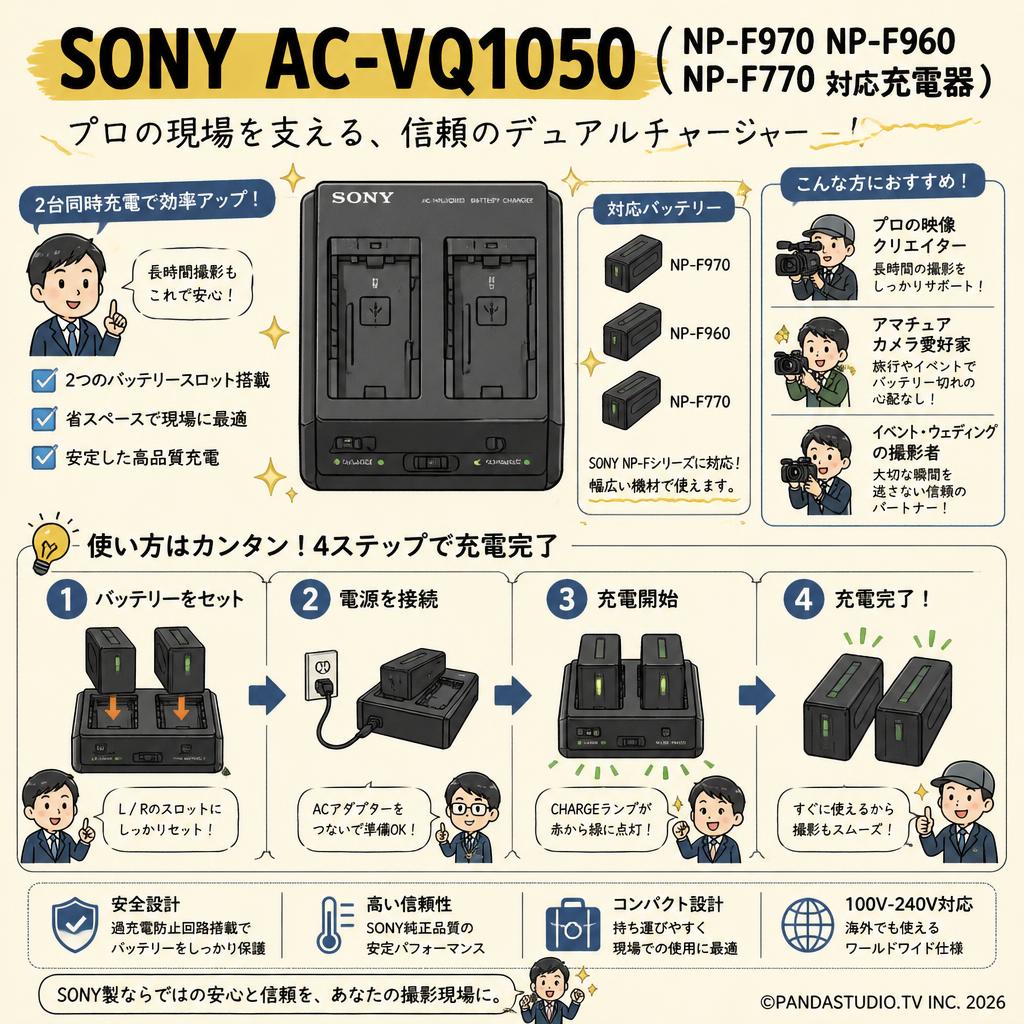 SONY AC-VQ1050 （NP-F970 NP-F960 NP-F770対応充電器 ） おもな対象のお客様