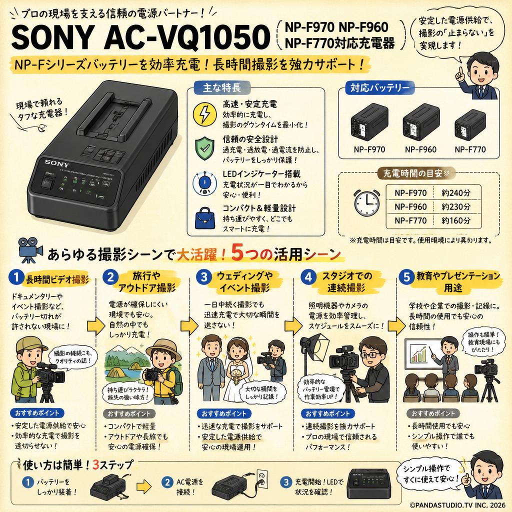 SONY AC-VQ1050 （NP-F970 NP-F960 NP-F770対応充電器 ） 用途