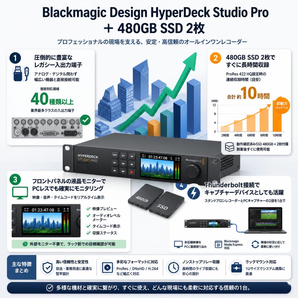 Blackmagic Design HyperDeck Studio Pro ＋ 480GB SSD 2枚 セールスポイント