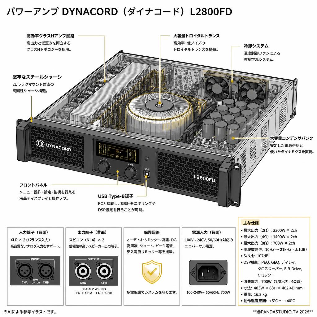 パワーアンプ DYNACORD ( ダイナコード )   L2800FD スペック