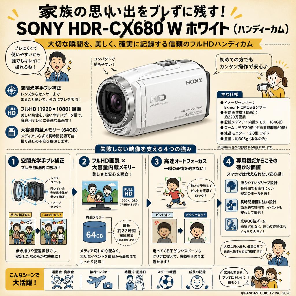 SONY HDR-CX680 W ホワイト (ハンディーカム) 概要