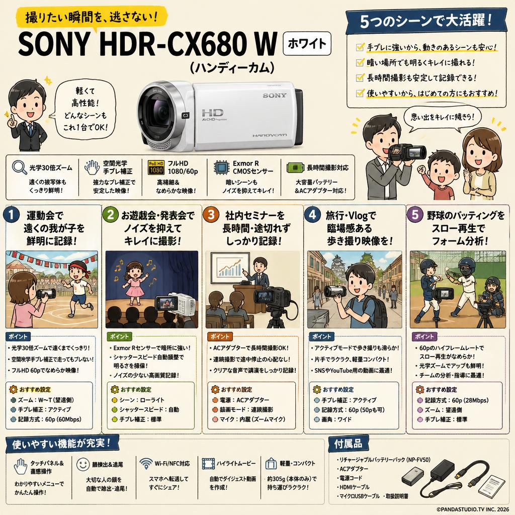 SONY HDR-CX680 W ホワイト (ハンディーカム) 用途