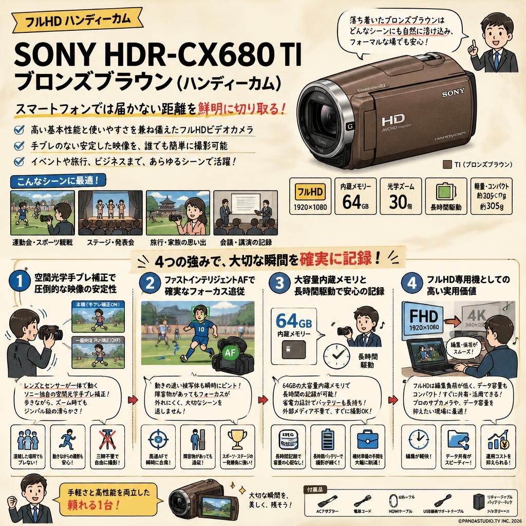 SONY HDR-CX680 TI ブロンズブラウン (ハンディーカム) 概要