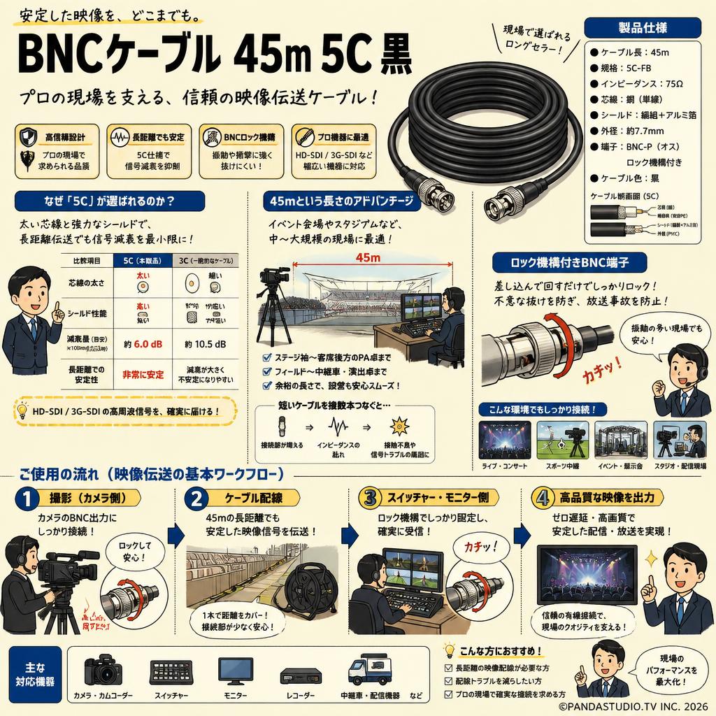 BNCケーブル 45m 5C 黒 概要