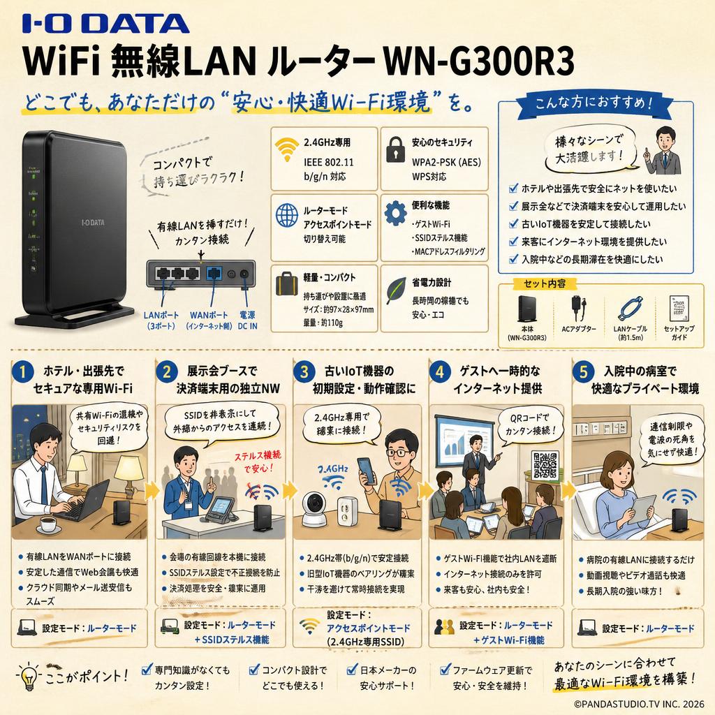 I-O DATA WiFi 無線LAN ルーター WN-G300R3 用途