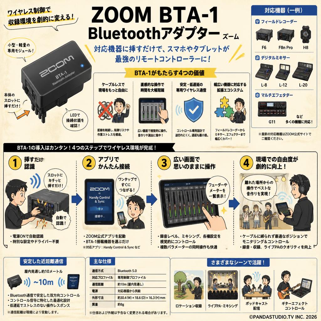 ZOOM BTA-1 Bluetooth Adaptor ズーム 概要