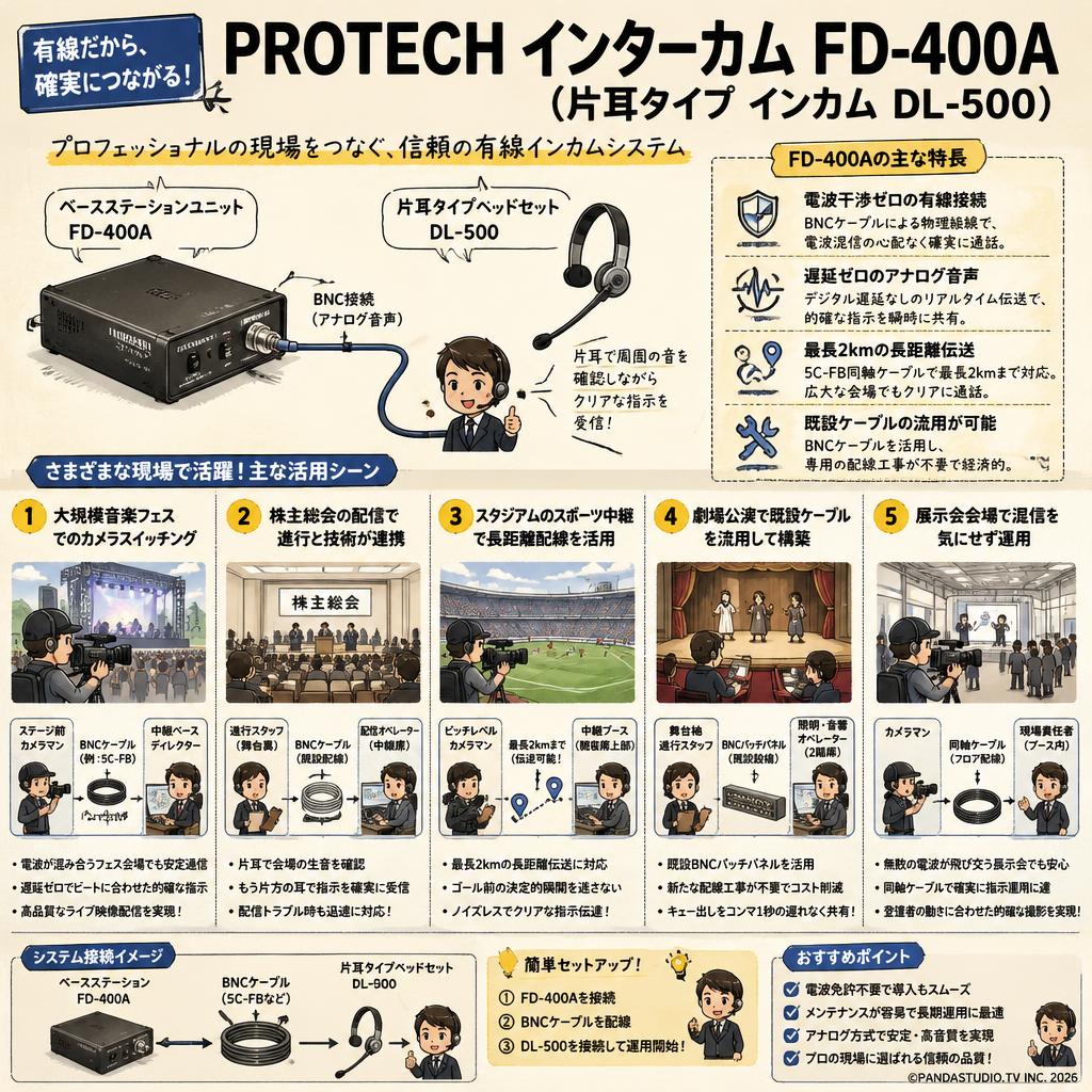 PROTECH インターカム FD-400A（片耳タイプ インカム DL-500） 用途