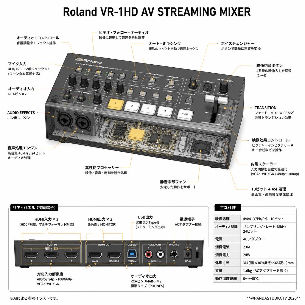 Roland VR-1HD AV STREAMING MIXER スペック