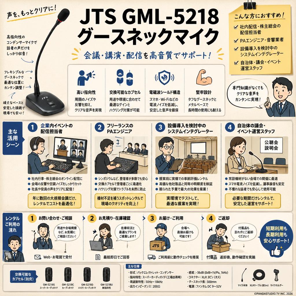 JTS GML-5218 グースネックマイク おもな対象のお客様