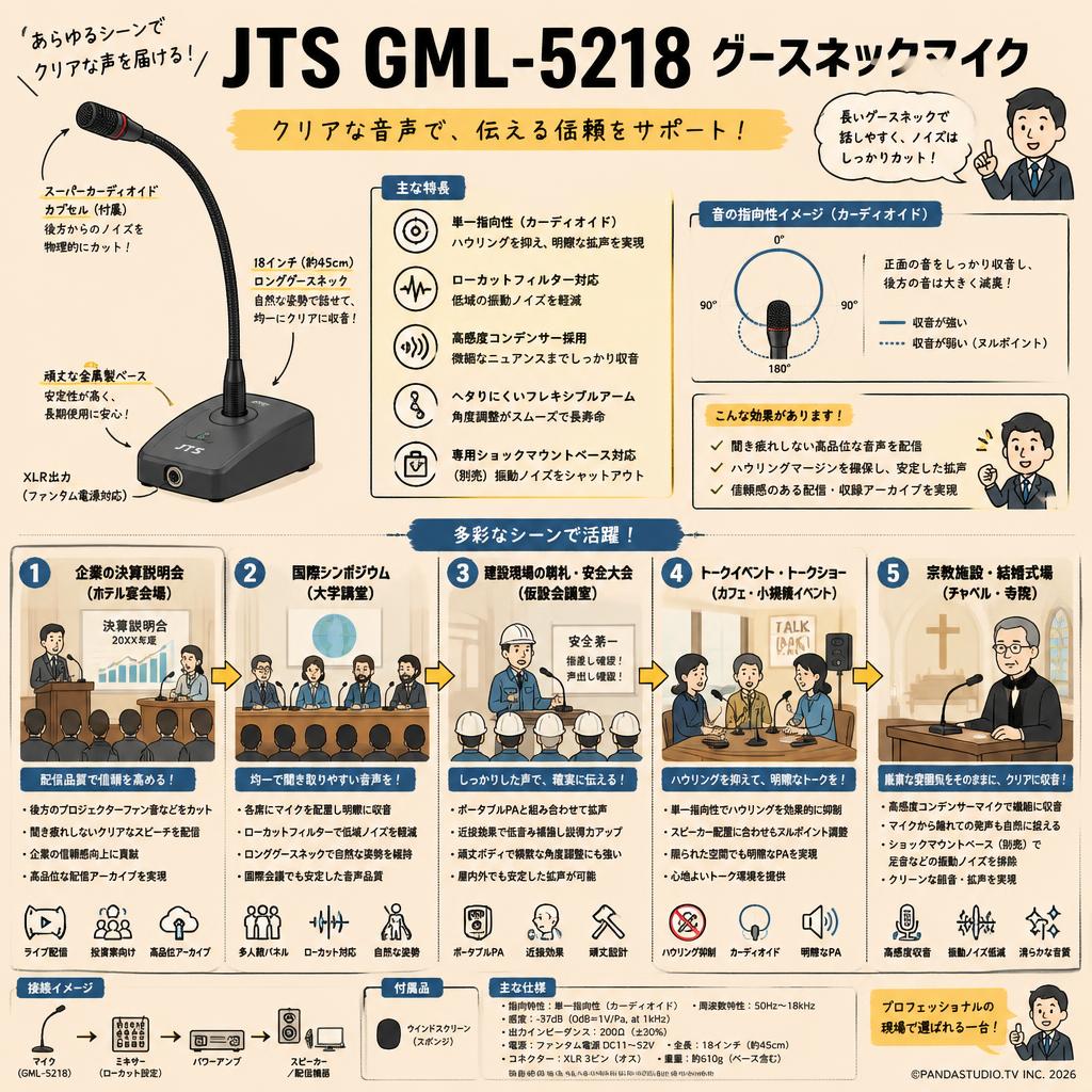 JTS GML-5218 グースネックマイク 用途