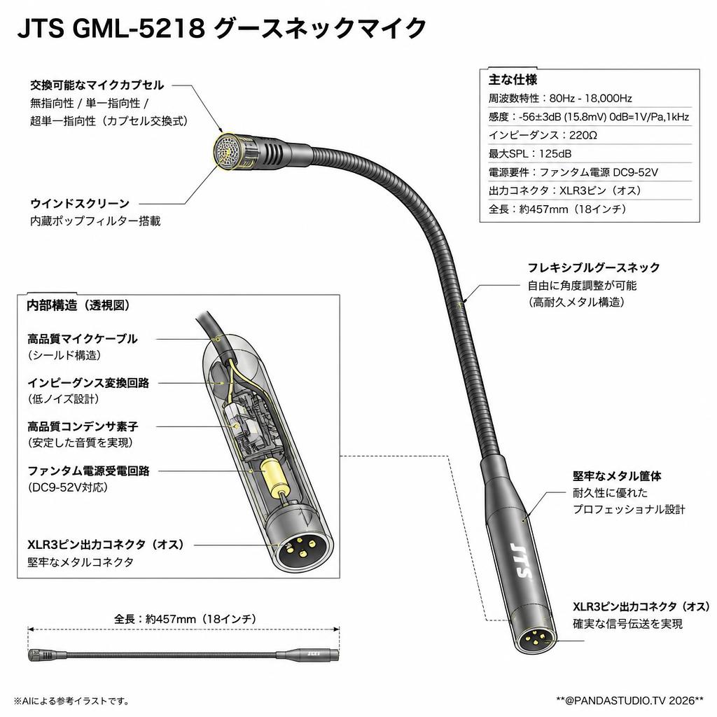 JTS GML-5218 グースネックマイク スペック
