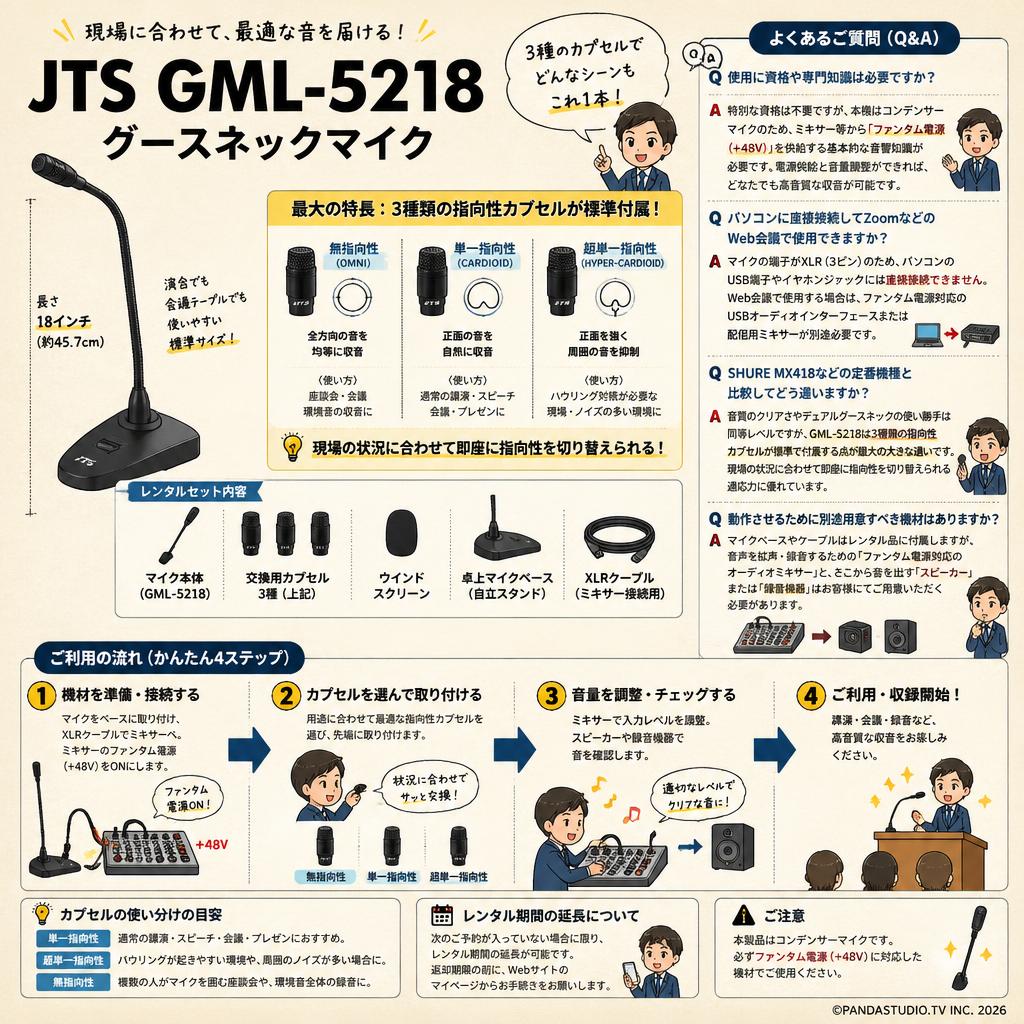 JTS GML-5218 グースネックマイク FAQ（よくある質問と答え）