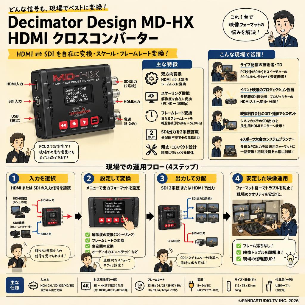 Decimator Design MD-HX HDMI クロスコンバーター おもな対象のお客様