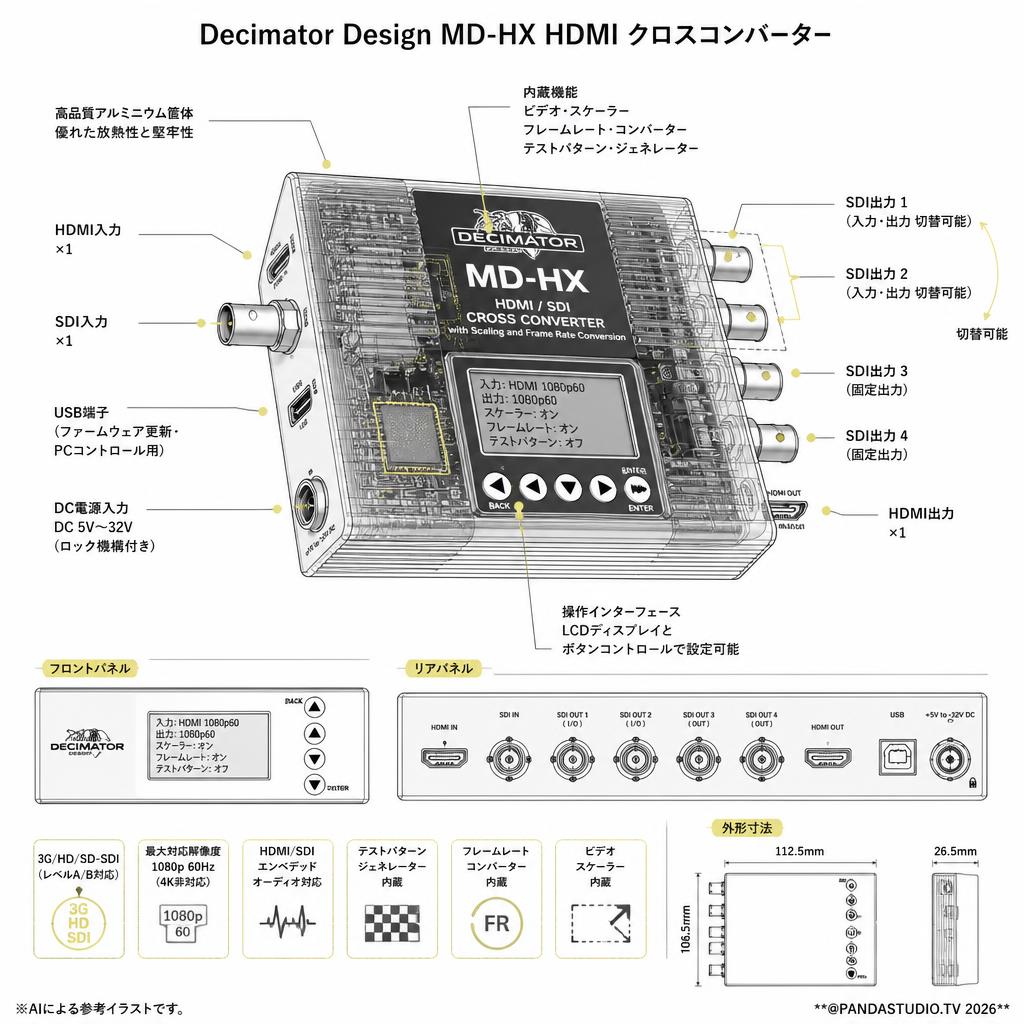 Decimator Design MD-HX HDMI クロスコンバーター スペック