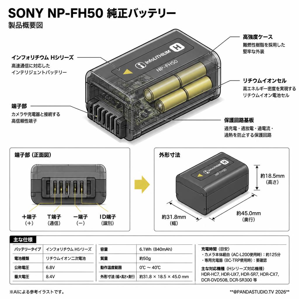 SONY NP-FH50 純正バッテリー スペック