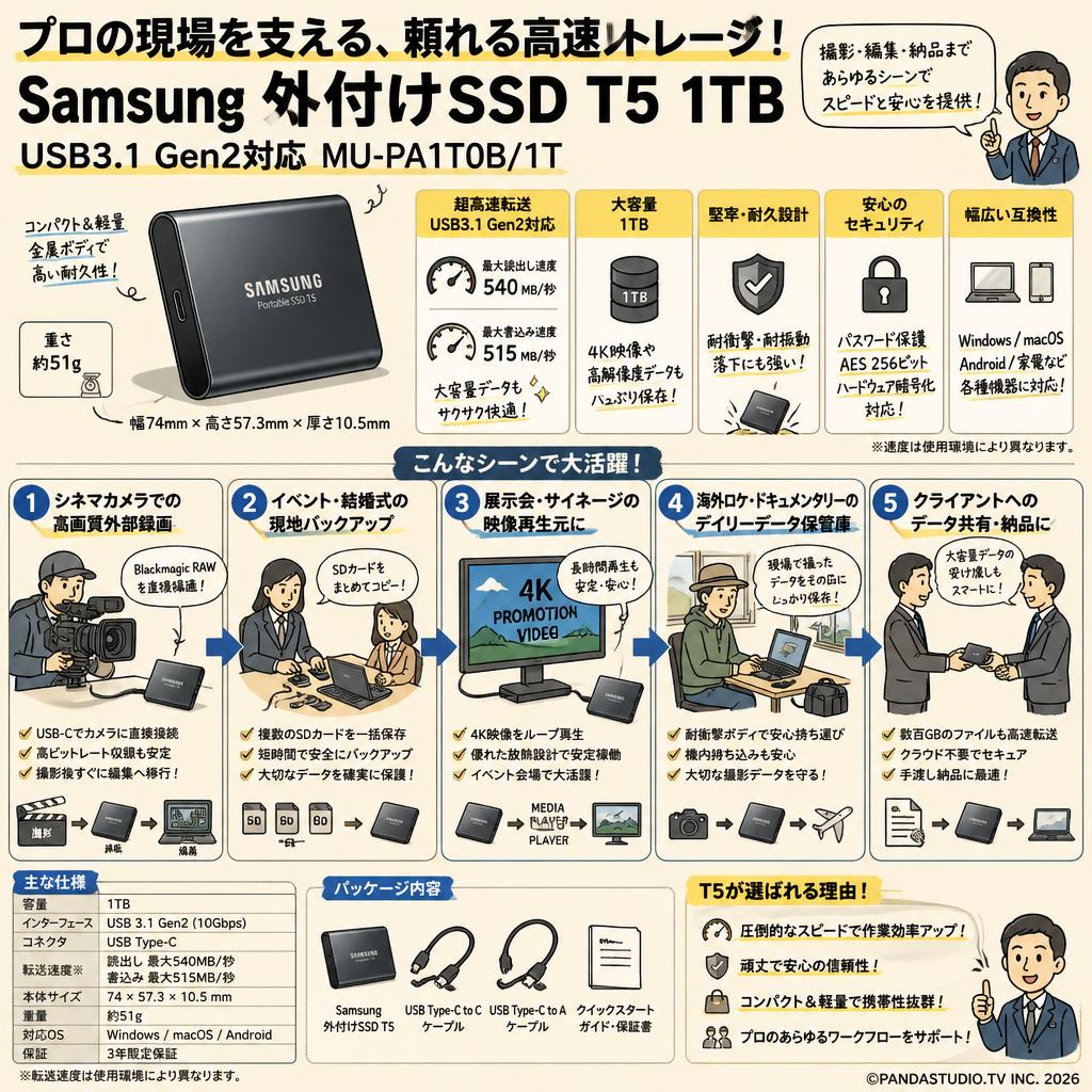 Samsung 外付けSSD T5 1TB USB3.1 Gen2対応 MU-PA1T0B/1T 用途
