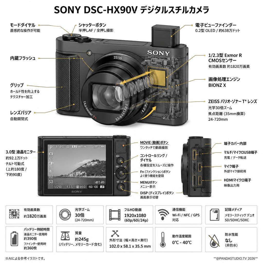 SONY DSC-HX90V デジタルスチルカメラ スペック