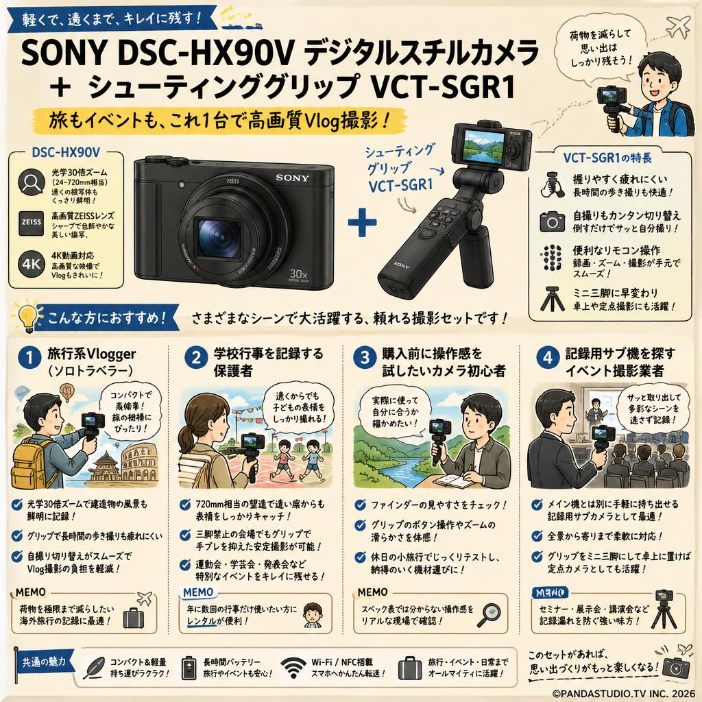 SONY DSC-HX90V デジタルスチルカメラ ＋ シューティンググリップ VCT-SGR1 おもな対象のお客様
