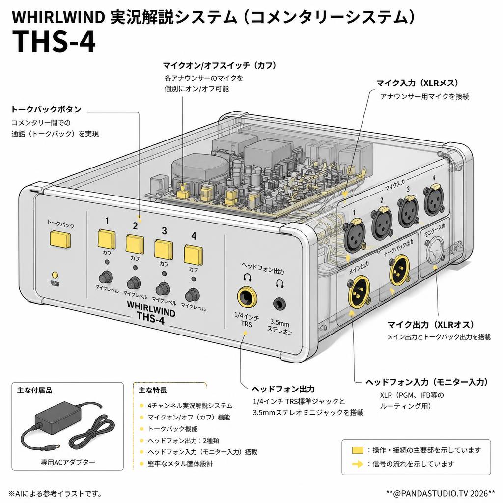 WHIRLWIND 実況解説システム（コメンタリーシステム）THS-4 スペック
