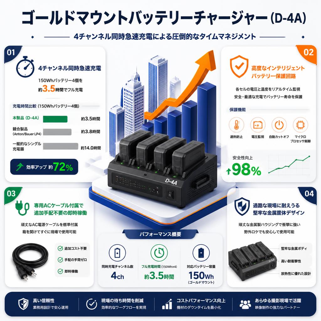 ゴールドマウントバッテリーチャージャー（D-4A） セールスポイント