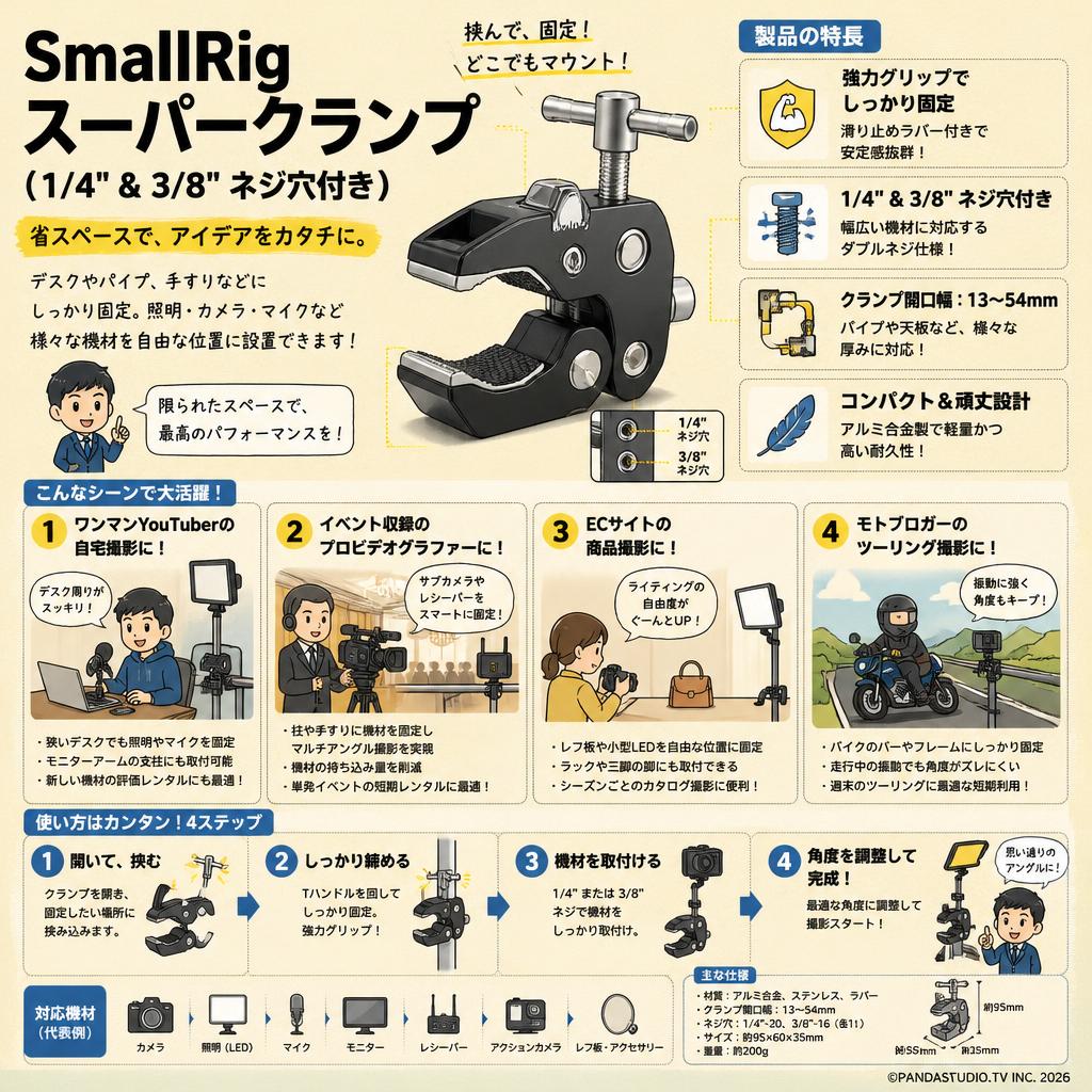 SmallRig スーパークランプ（1/4 "＆3/8"ネジ穴付き） おもな対象のお客様