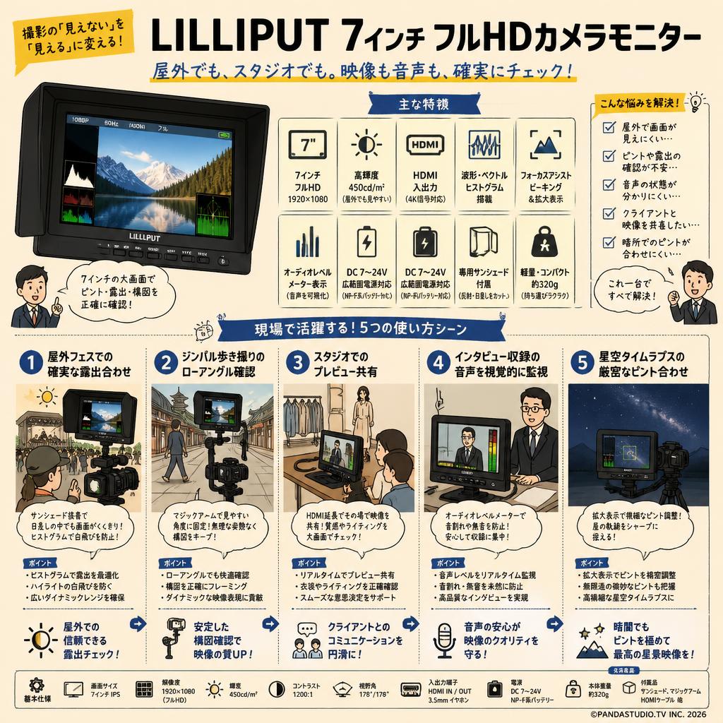 Lilliput 7インチ フルHDカメラモニター 用途