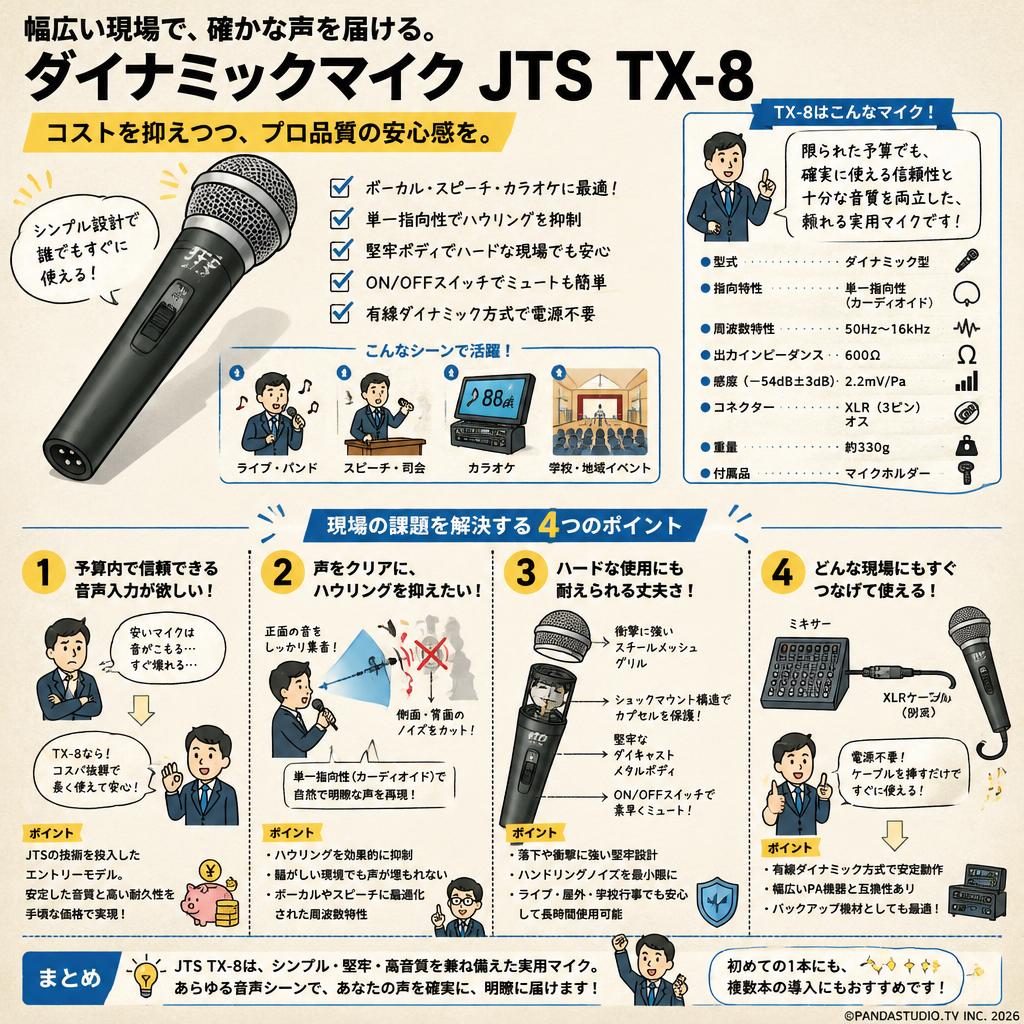 ダイナミックマイク JTS TX-8 概要