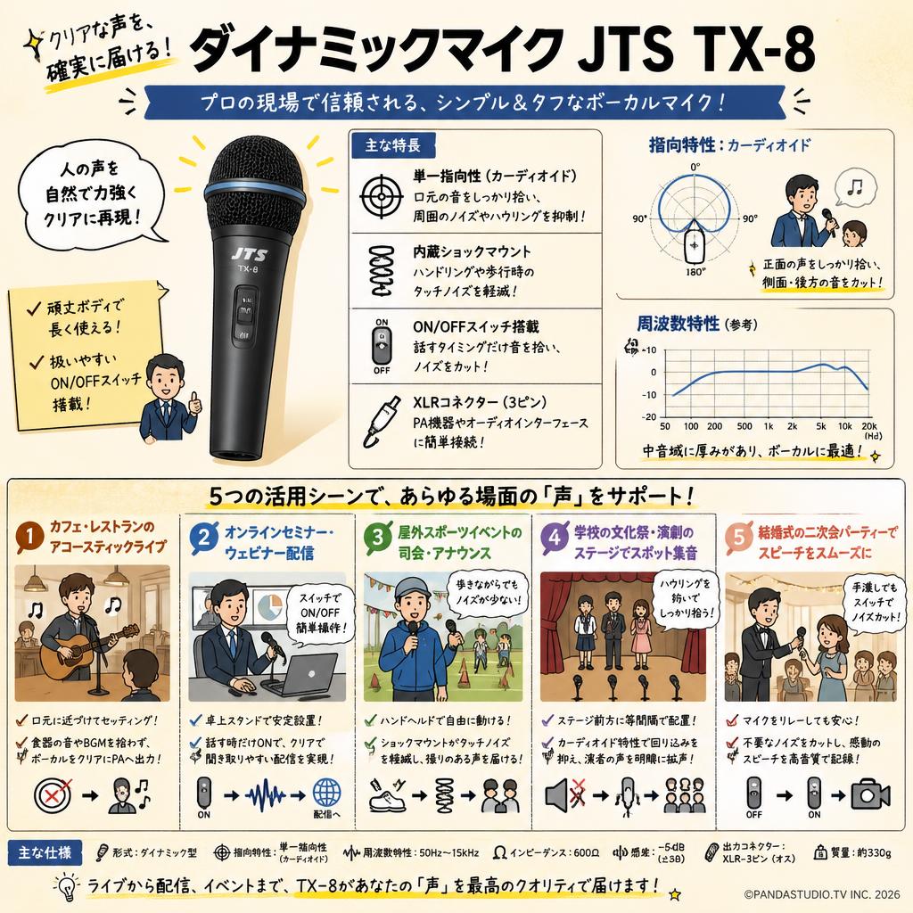 ダイナミックマイク JTS TX-8 用途