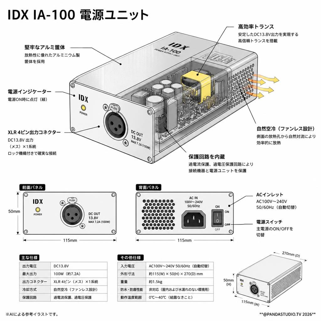 IDX IA-100 電源ユニット スペック