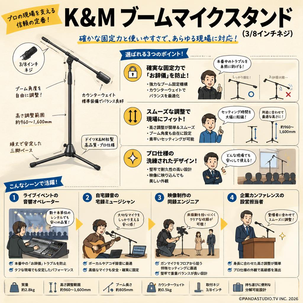 K&M ブームマイクスタンド(3/8インチネジ) おもな対象のお客様