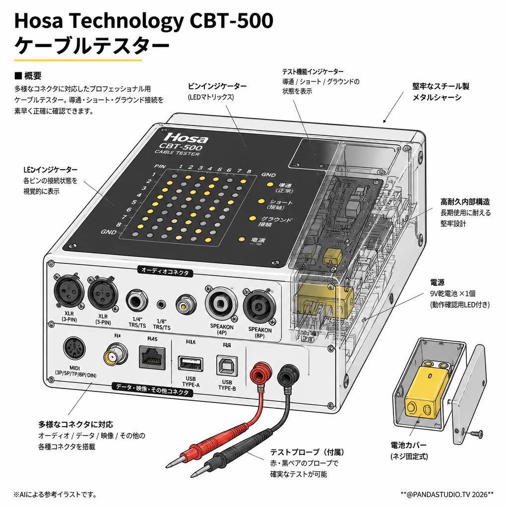 Hosa Technology CBT-500 ケーブルテスター スペック