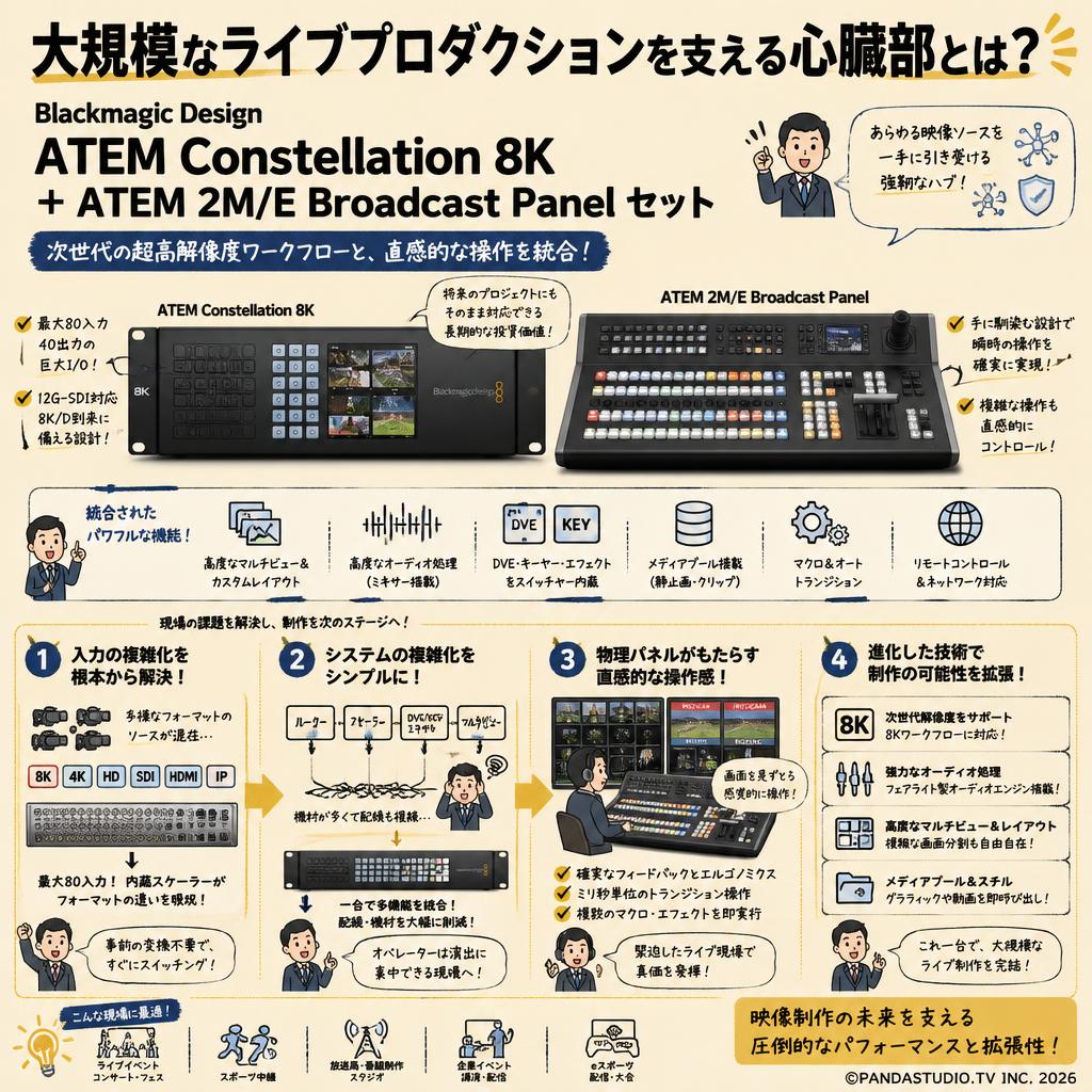 Blackmagic Design ATEM Constellation 8K ＋ ATEM 2M/E Broadcast Panel セット 概要