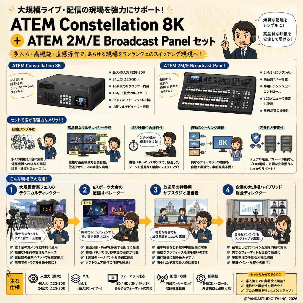 Blackmagic Design ATEM Constellation 8K ＋ ATEM 2M/E Broadcast Panel セット おもな対象のお客様