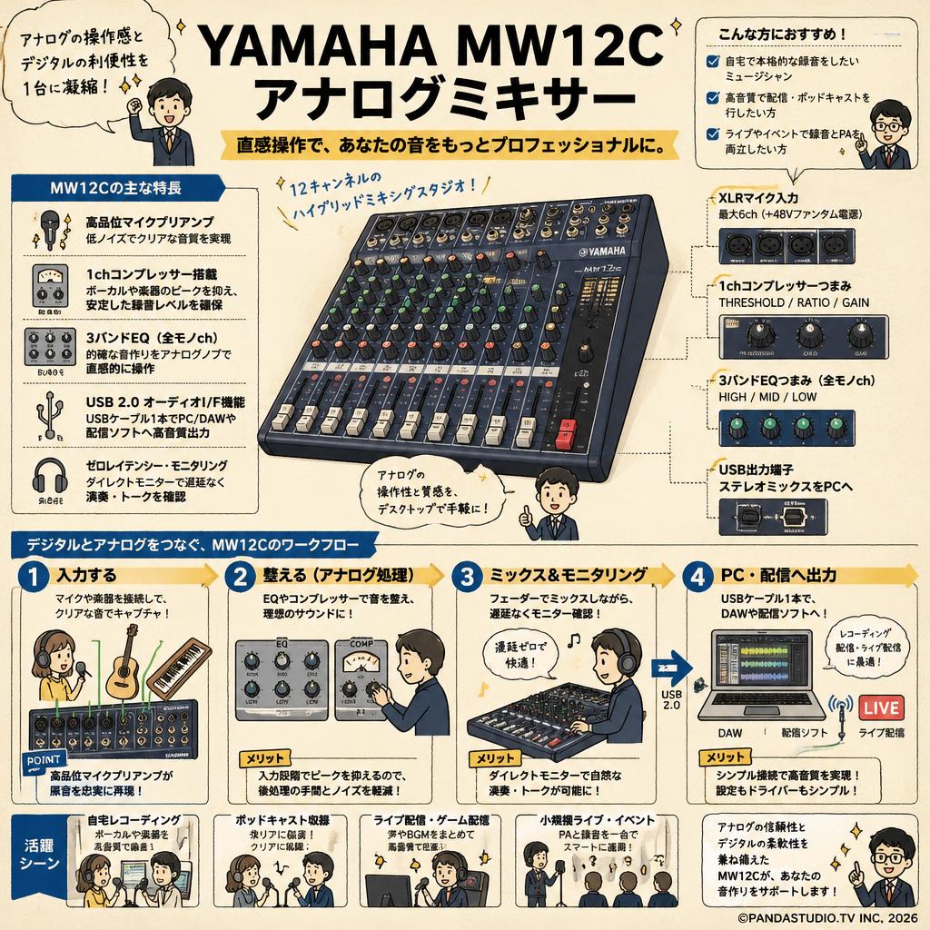 YAMAHA MW12C アナログミキサー | パンダスタジオ・レンタル公式サイト