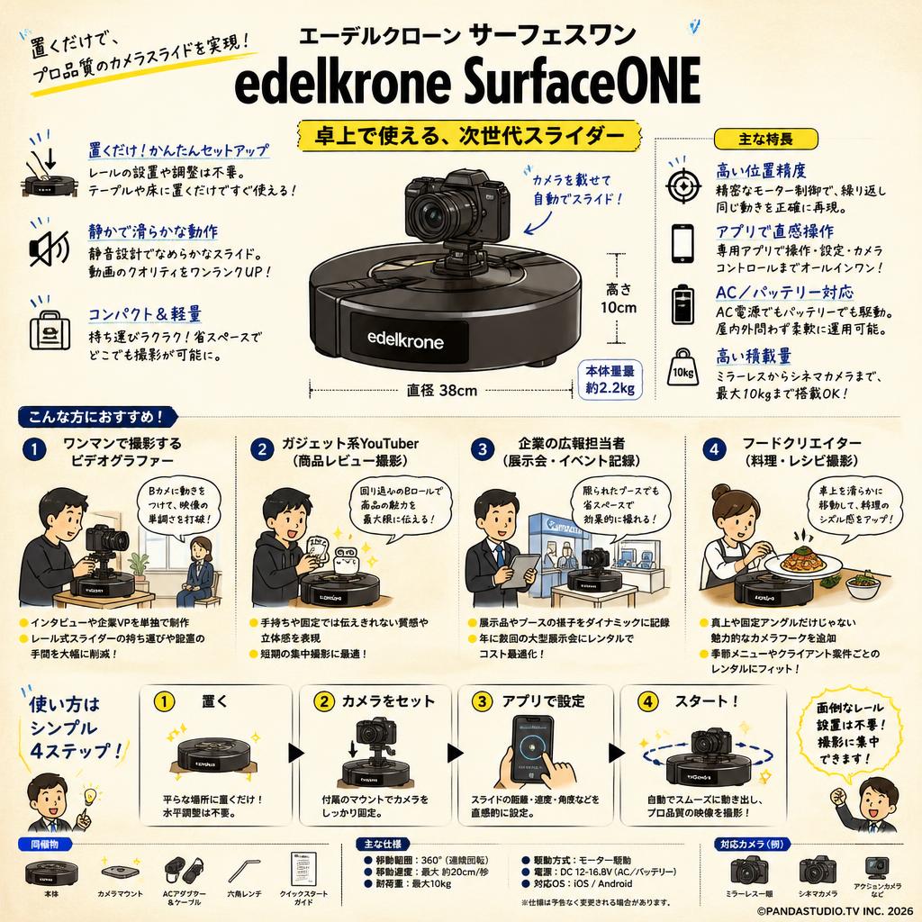 エーデルクローン サーフェスワン edelkrone SurfaceONE おもな対象のお客様