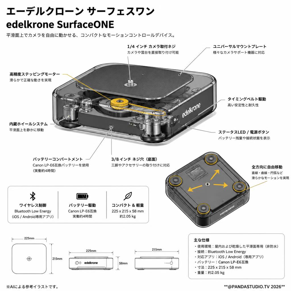 エーデルクローン サーフェスワン edelkrone SurfaceONE スペック