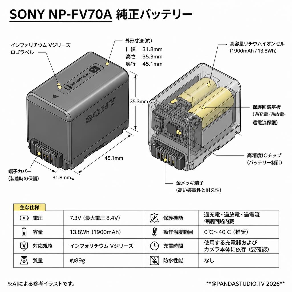 SONY NP-FV70A 純正バッテリー スペック
