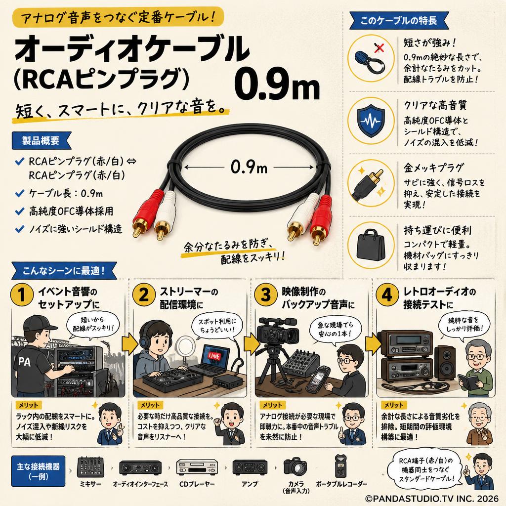 オーディオケーブル(RCAピンプラグ)　0.9m おもな対象のお客様