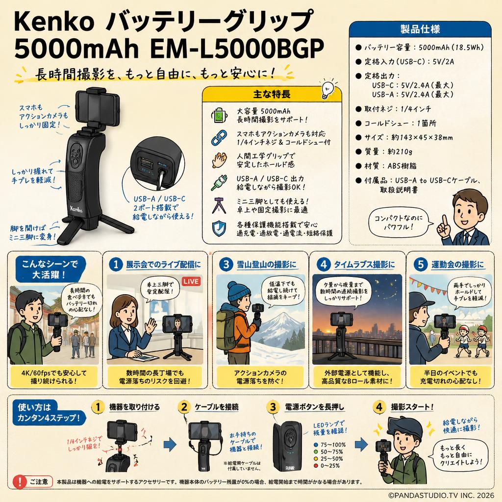 Kenko バッテリーグリップ  5000mAh EM-L5000BGP 用途